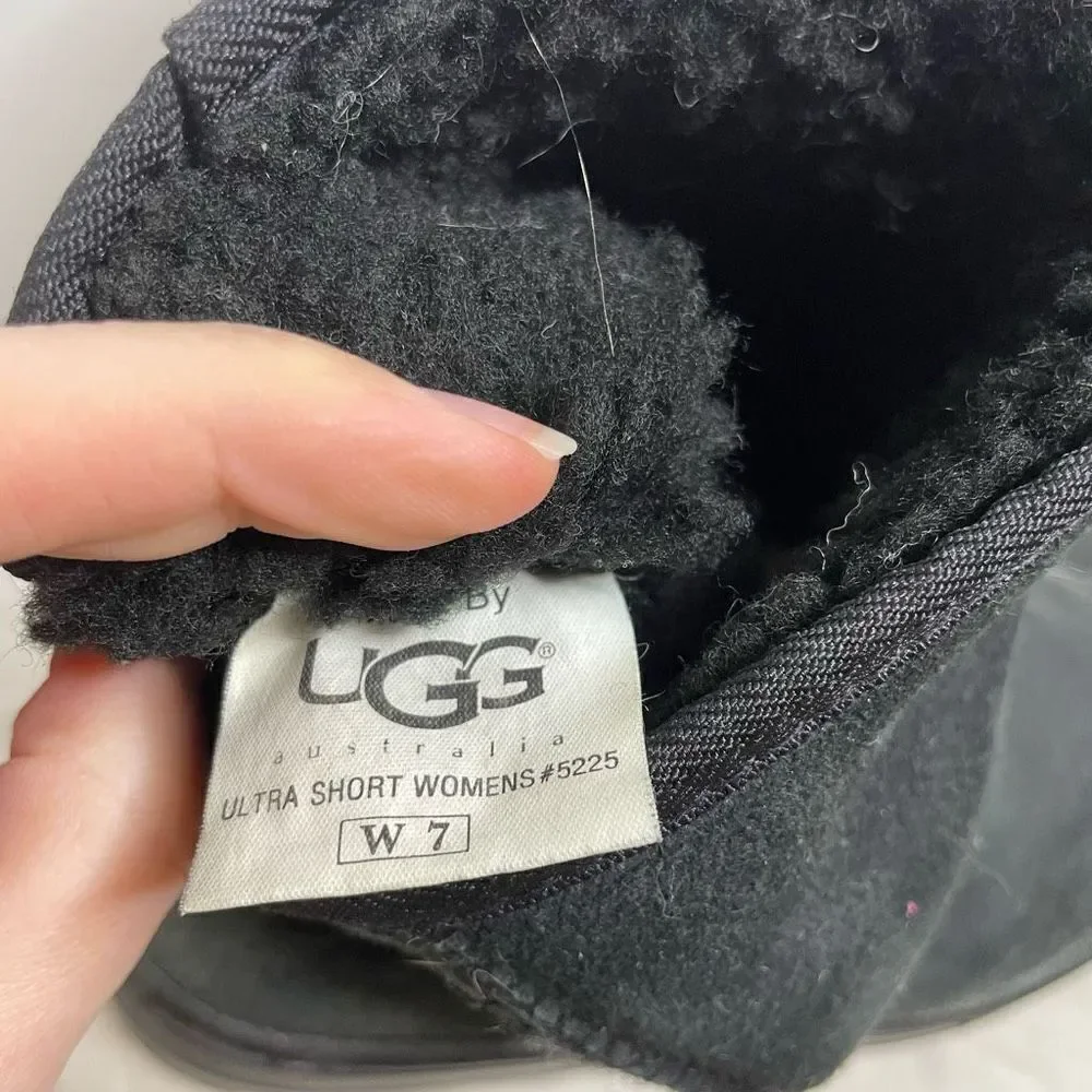 UGG Australia Classic Short Off Roader Leather 5525 Lined‎ Winter Boots Black 7